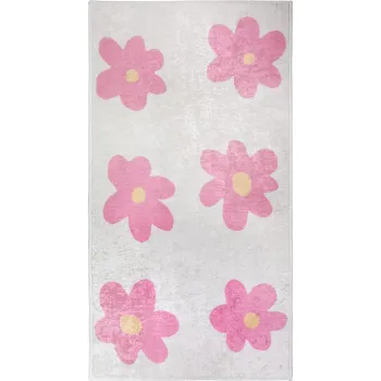 Covor tip traversa roz-fildes lavabil 80x200 cm Cute Flowers Pink - Vitaus imagine