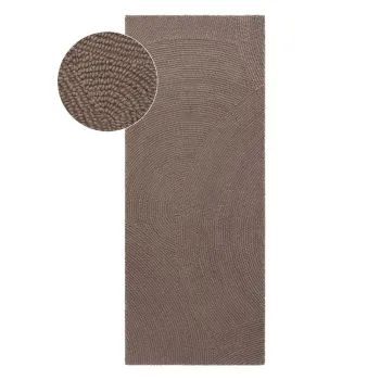Covor tip traversa taupe tesut manual din lana 80x200 cm Eleni Taupe - Hanse Home imagine