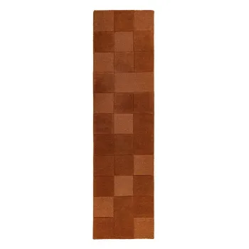 Covor tip traversa teracota tesut manual din lana 60x230 cm Checkerboard - Flair Rugs imagine