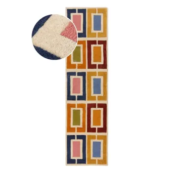 Covor tip traversa tesut manual din lana 60x230 cm Retro Blocks - Flair Rugs imagine
