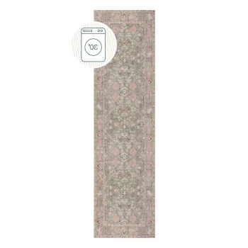 Covor tip traversa verde deschis lavabil 60x230 cm Una Floral - Flair Rugs imagine