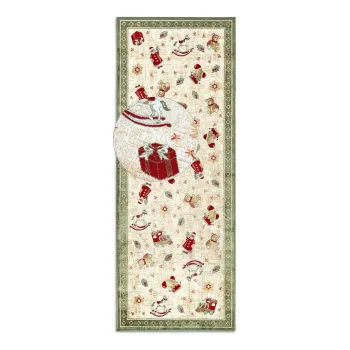 Covor tip traversa verde din amestec de bumbac 80x200 cm cu model de Craciun Toy's Delight Green Christmas - Villeroy&Boch imagine