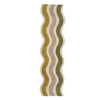 Covor tip traversa verde/in culoare naturala tesut manual din lana 80x300 cm Cascade Wool - Flair Rugs imagine
