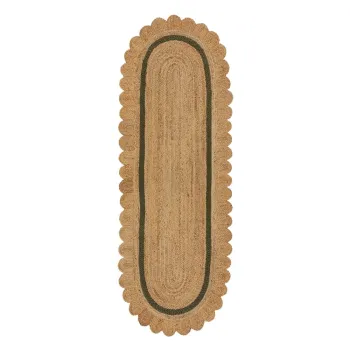 Covor tip traversa verde inchis/in culoare naturala tesut manual din iuta 80x230 cm Grace Green - Flair Rugs imagine