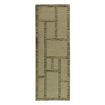 Covor tip traversa verde tesut manual din lana 80x230 cm Harris Modula Wool - Flair Rugs imagine