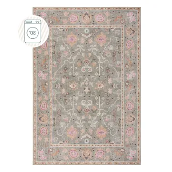 Covor verde deschis lavabil 115x170 cm Una Floral - Flair Rugs imagine