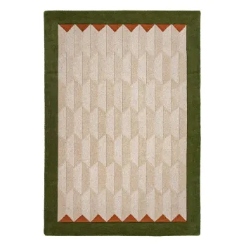 Covor verde/in culoare naturala tesut manual din lana 120x170 cm Apex Border Wool - Flair Rugs imagine