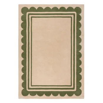 Covor verde/in culoare naturala tesut manual din lana 120x170 cm Lois Scallop - Flair Rugs imagine