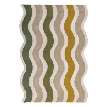 Covor verde/in culoare naturala tesut manual din lana 140x200 cm Cascade Wool - Flair Rugs imagine