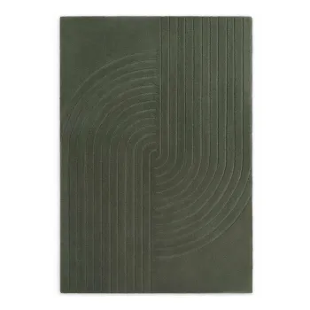 Covor verde inchis tesut manual din lana 120x180 cm Arcura - Vikosa imagine