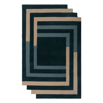 Covor verde inchis tesut manual din lana 150x240 cm Labyrinth Shaped - Flair Rugs imagine