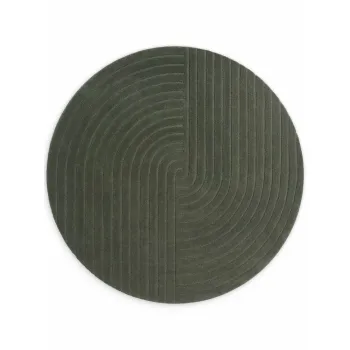 Covor verde inchis tesut manual rotund din lana o 150 cm Arcura - Vikosa imagine