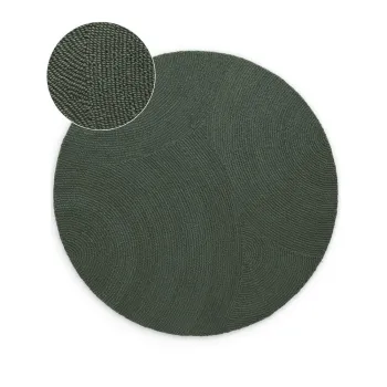 Covor verde inchis tesut manual rotund din lana o 150 cm Calmio - Hanse Home imagine