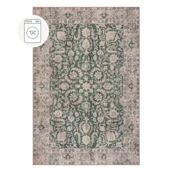 Covor verde lavabil 190x290 cm Beau Floral - Flair Rugs imagine