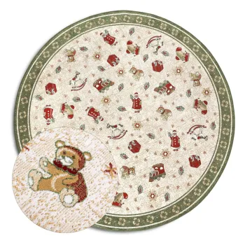 Covor verde rotund din amestec de bumbac o 200 cm cu model de Craciun Toy's Delight Green Christmas - Villeroy&Boch imagine