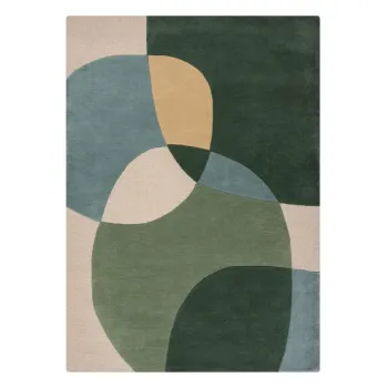 Covor verde tesut manual din lana 160x230 cm Glow Green & Blue - Flair Rugs imagine