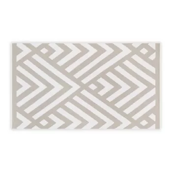 Covoras baie din bumbac Foutastic Geometric, 100 x 180 cm, alb-bej imagine