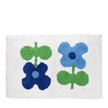 Covoras de baie alb-albastru 50x80 cm Blue Flowers - Rex London imagine