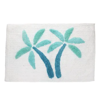 Covoras de baie alb-albastru 50x80 cm Palm Trees - Rex London imagine