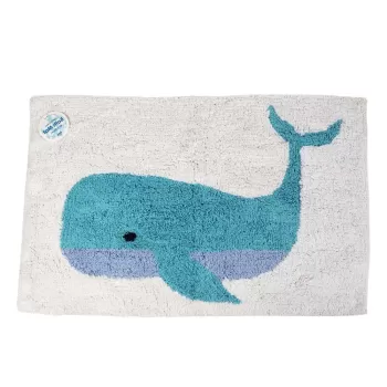 Covoras de baie alb/albastru 52,5x83 cm Whale - Rex London imagine