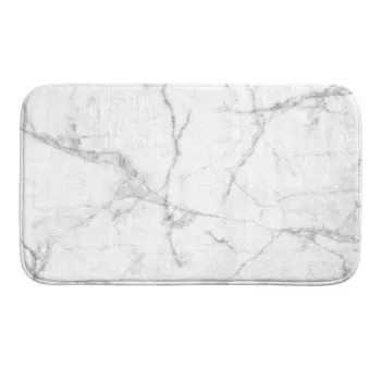 Covoras de baie alb/gri din material textil 45x75 cm Marbre - douceur d'interieur imagine