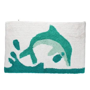 Covoras de baie alb-turcoaz 50x80 cm Dolphin - Rex London imagine