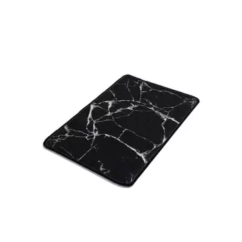 Covoras de baie Chilai Marble, 60 x 40 cm, alb - negru, motive marmura imagine