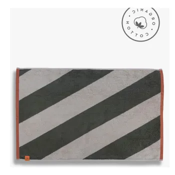 Covoras de baie kaki din bumbac organic 50x80 cm Diagonal - Mette Ditmer Denmark imagine