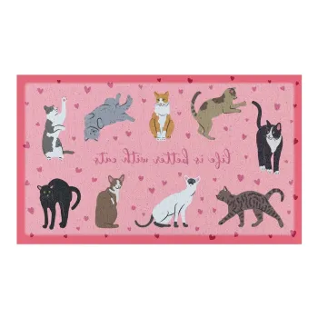 Covoras de intrare 40x70 cm Life Is Better With Cats - Artsy Doormats imagine