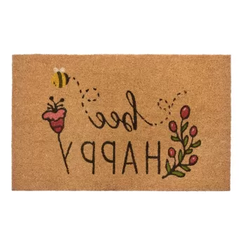 Covoras de intrare din fibre de cocos 75x45 cm Bee Happy - Hanse Home imagine