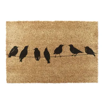 Covoras de intrare din fibre de nuca de cocos 40x60 cm Birds On a Wire - Artsy Doormats imagine