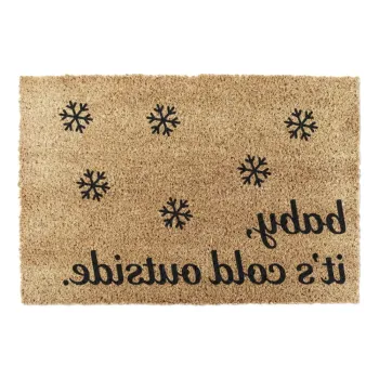 Covoras de intrare din fibre de nuca de cocos 40x60 cm cu model de Craciun Baby It's Cold Outside - Artsy Doormats imagine