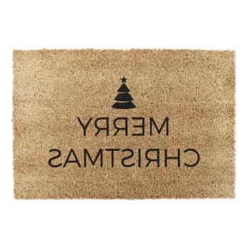 Covoras de intrare din fibre de nuca de cocos 40x60 cm cu model de Craciun Merry Christmas - Artsy Doormats imagine