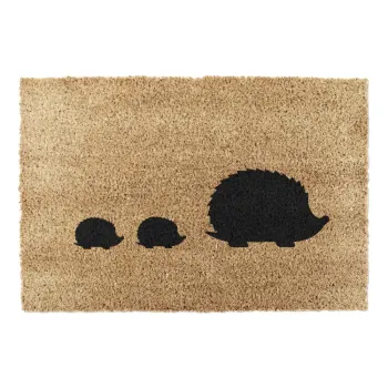 Covoras de intrare din fibre de nuca de cocos 40x60 cm Hedgehog Family - Artsy Doormats imagine