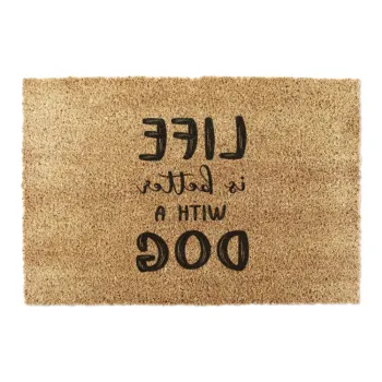 Covoras de intrare din fibre de nuca de cocos 40x60 cm Life Is Better With a Dog - Artsy Doormats imagine