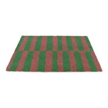 Covoras de intrare din fibre de nuca de cocos 40x60 cm Pink & Green Half Stripes - Artsy Doormats imagine