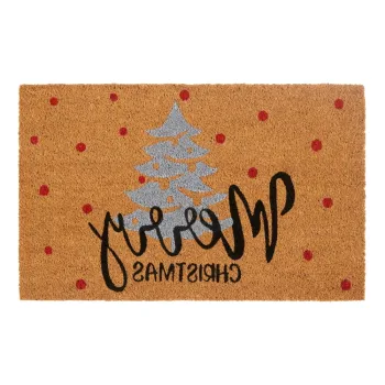 Covoras de intrare din fibre de nuca de cocos 40x70 cm cu model de Craciun Silver Christmas - Hanse Home imagine