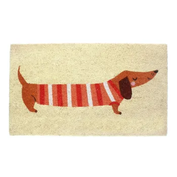Covoras de intrare din fibre de nuca de cocos 43x73 cm Sausage Dog - Rex London imagine
