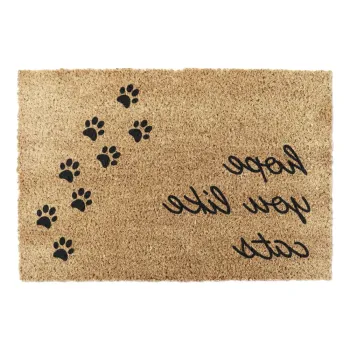 Covoras de intrare din fibre de nuca de cocos 60x90 cm Hope You Like Cats - Artsy Doormats imagine