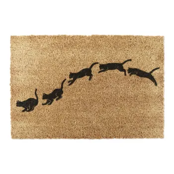 Covoras de intrare din fibre de nuca de cocos 60x90 cm Jumping Cats - Artsy Doormats imagine