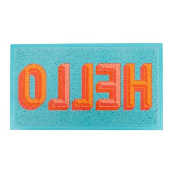 Covoras de intrare din plastic reciclat 40x70 cm Blue Hello - Artsy Doormats imagine