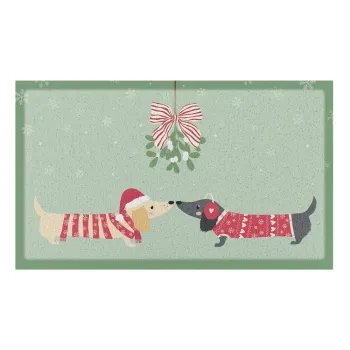 Covoras de intrare din plastic reciclat 40x70 cm cu model de Craciun Christmas Sausage Dogs - Artsy Doormats imagine