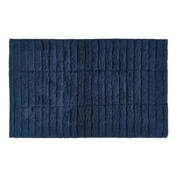 Covoras din bumbac pentru baie Zone Tiles, 80 x 50 cm, albastru inchis imagine