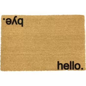 Covoras intrare din fibre de cocos Artsy Doormats Hello, Bye, 40 x 60 cm, negru imagine