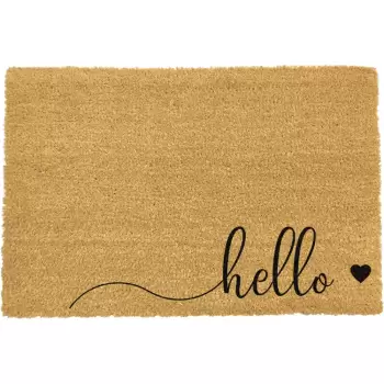 Covoras intrare din fibre de cocos Artsy Doormats Hello Scribble, 40 x 60 cm, negru imagine