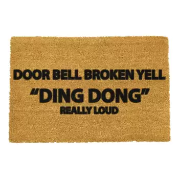 Covoras intrare din fibre de cocos Artsy Doormats Yell Ding Dong, 40 x 60 cm imagine