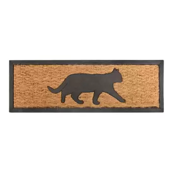 Covoras intrare din fibre de nuca de cocos Esschert Design Cat, 25 x 75 cm imagine