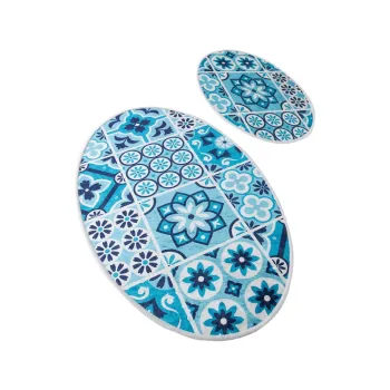 Covorase de baie albastre 2 buc. 60x100 cm Ceramic - Foutastic imagine