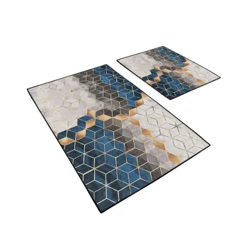 Covorase de baie albastre/gri 2 buc. 60x100 cm Optic - Mila Home imagine