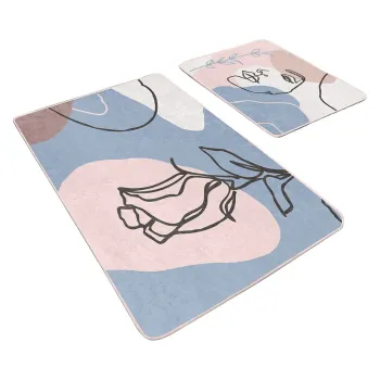 Covorase de baie albastre/roz 2 buc. din catifea 60x100 cm Abstract Faces - Mila Home imagine